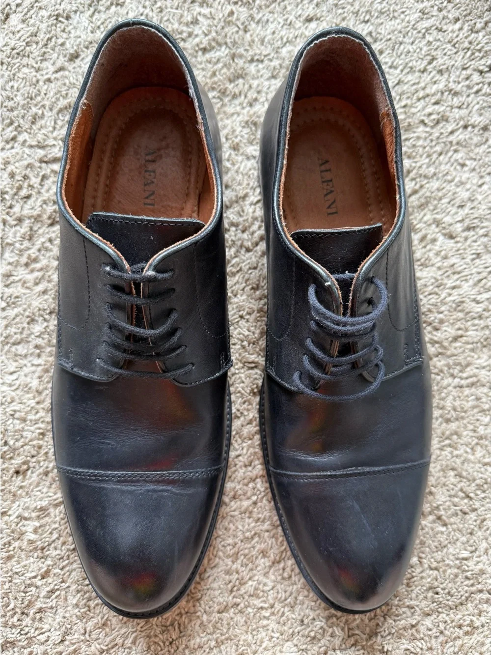 Alfani Black Leather Cap-Toe Derby Shoes